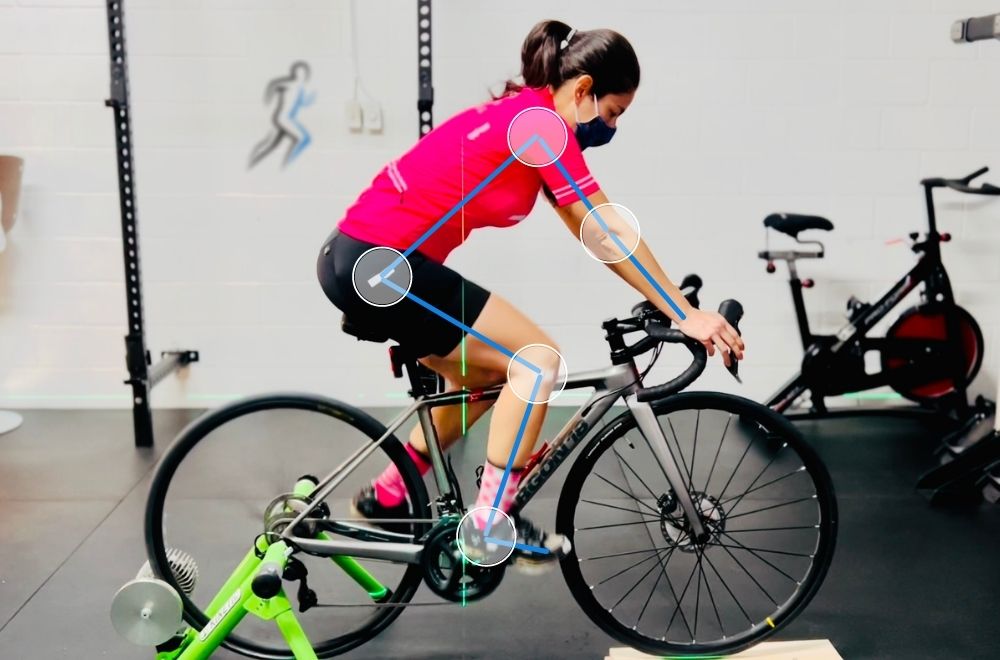 Image of a professional bike fit illustrating the cockpit angles